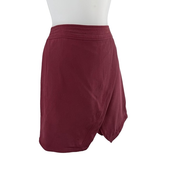 Madewell Skirt Womens Small Burgundy Silk Wrap‎ Front Tulip Hem Lined Holiday - Picture 8 of 15